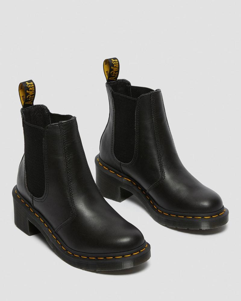 Dr Martens Cadence Læder Hæl Støvler med Hæl Dame Sort | DK 136UZG